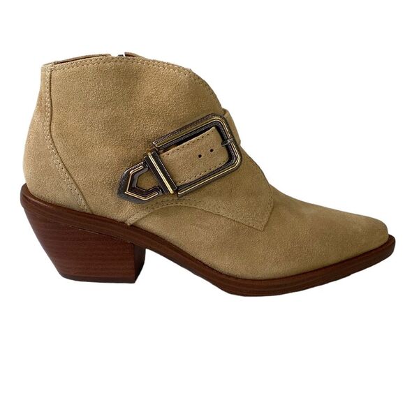 Vince Camuto New Ashena Western Leather Suede Boot Buckle Detail Pointed Toe - Picture 13 of 15